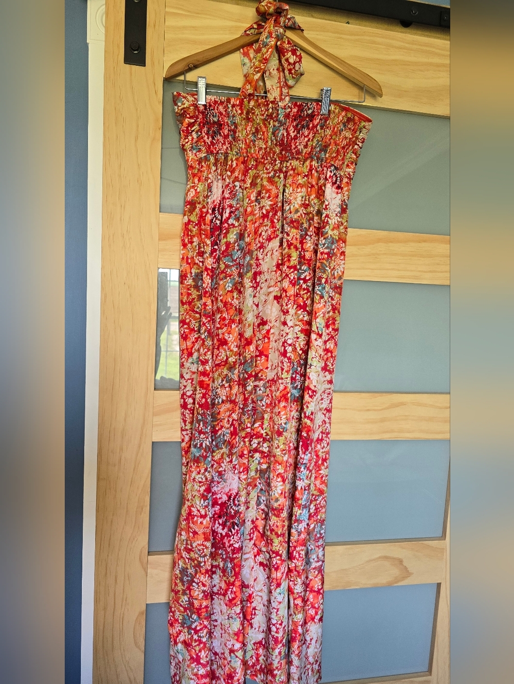 Xhilaration Red Multi Floral Halter Maxi Dress - Picture 3 of 9